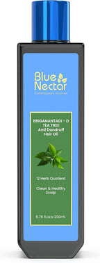 Blue Nectar Anti Dandruff Hair Oil with Neem & Tea Tree| Ayurvedic Non-Stickyfor Dry Scalp | Plant Based for Men & Women (12 Herbs, 6.76FlOz)