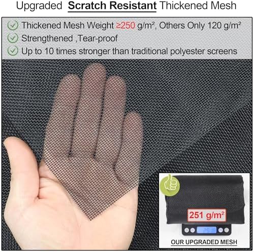 Upgraded Magnetic Screen Door Thicker 250g/m² Reinforced Mesh,36 Longer Magnets,Door Screen Magnetic Closure for Single Front Door,Retractable Sliding Screen Door,Fit Doors to 34 x 82 Inch,Black