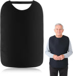 Double Layer Waterproof Adult Bibs, Black Stretchable Bibs with Crumb Catcher, Adjustable Neck for Secure Comfortable Fit, Ideal for Protecting Adult Elderly Clothing Dignity During Meals