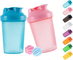 ANNAKIKI Shaker Bottle Protein Shakes and 16-Ounce/400ML Shaker Bottle with Wire Whisk Balls,Free of BPA plastic (Blue+Pink(2PCS))