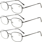 Eyekepper Classic Metal Frame Spring Hinged Arms Reading Glasses 3 Pair Valupac Metal Readers Black