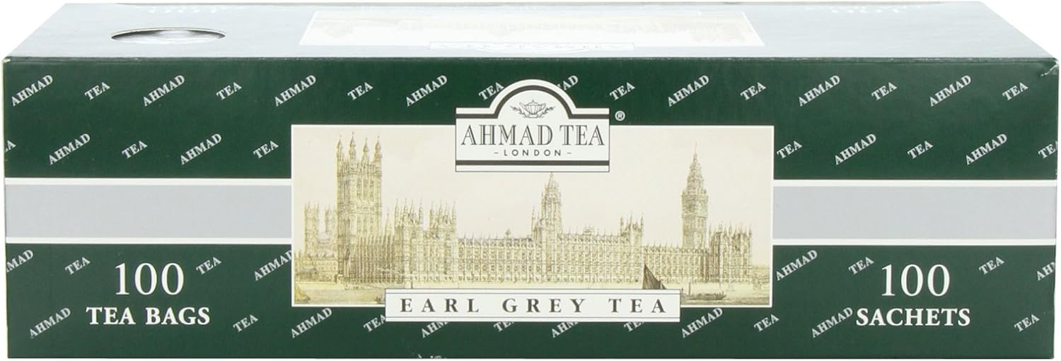 Ahmad Tea Earl Grey Tea, 100 Paper Enveloped Teabags (Pack of 1)