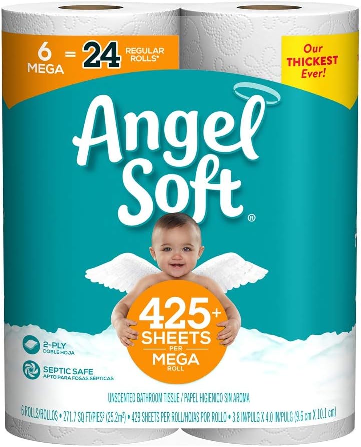 Angel Soft Toilet Paper, 6 Mega Rolls, 6 Count