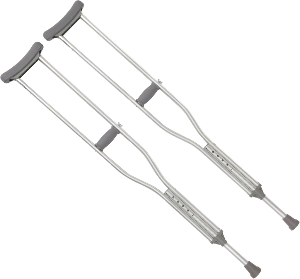 Cardinal Health CA901AD Push Button Adjustable Aluminum Axillary Crutch - Adult - 62-70 in - Weight Capacity 300 lb - Lightweight Sturdy Construction - Reinforced Crutch Tip - 1 Pair