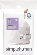 Simplehuman Bin Trash Can Bags Liners New 6l Litres Size B Box Pack of 30