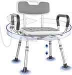 Deluxe Swivel Shower Chair with Arms & Back by CZMY, 360° Locking Seat, 5-Level Height Adjustable, Padded Heavy-Duty Bath Chair, 300 lbs, for Seniors, Elderly, Handicap & Disabled