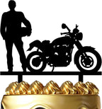 Motorcycle Motorbike Rider Racing Theme Party Supplies - Cool Biker Happy Birthday Cake Topper for Motorbike Theme Party