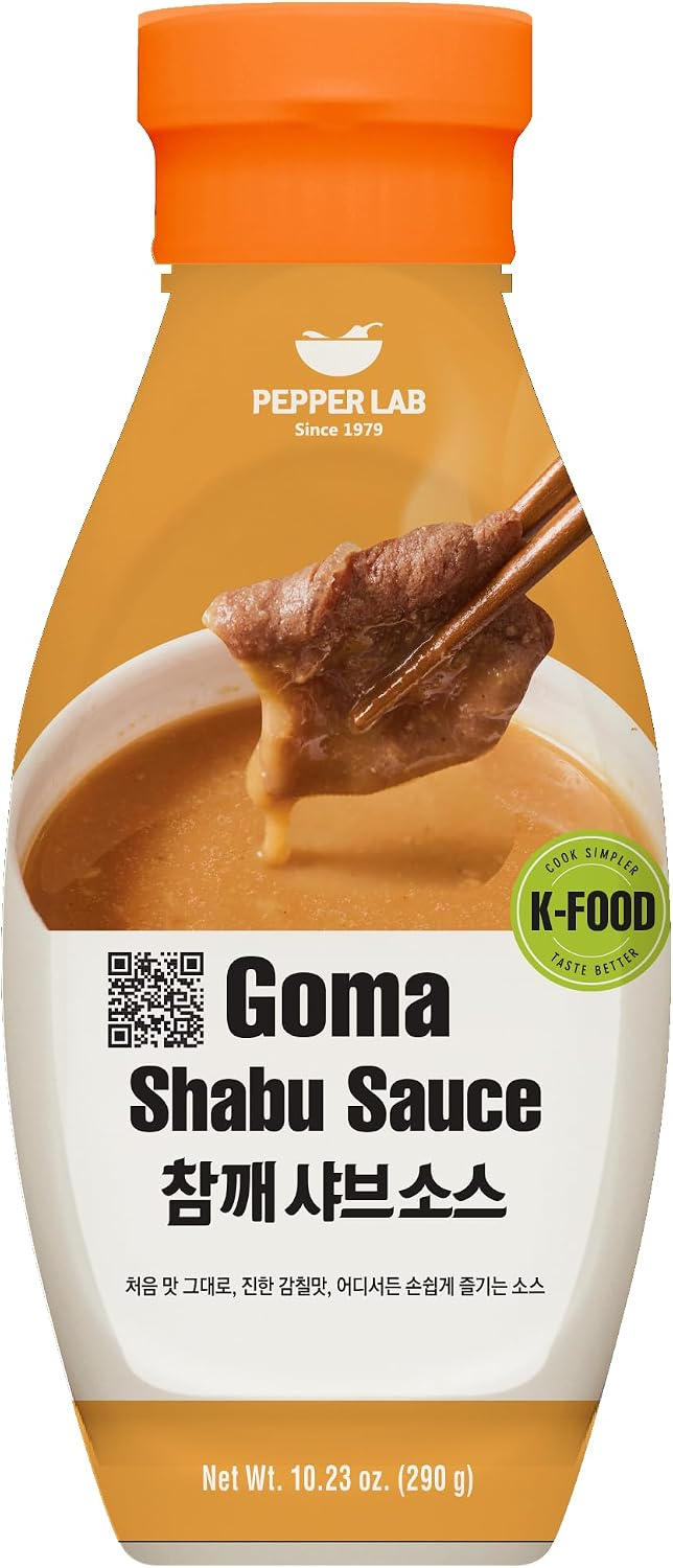 Pepper Lab Goma Shabu Sauce, Roasted Sesame Dipping Sauce for Hot Pot and Salad, Rich Creamy Nutty Korean Style (10.23 oz / 290 g)