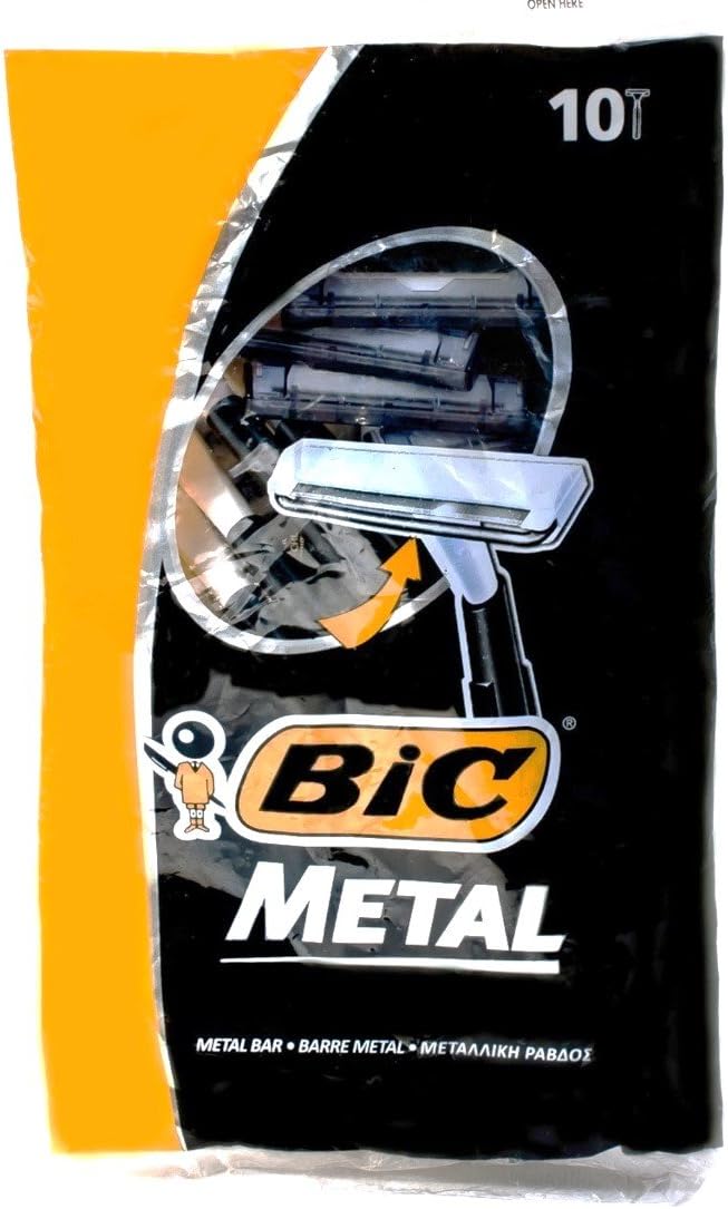 Bic Metal Quality Disposable Men's Shaving Razors, Best Single Blade, 10X10-count