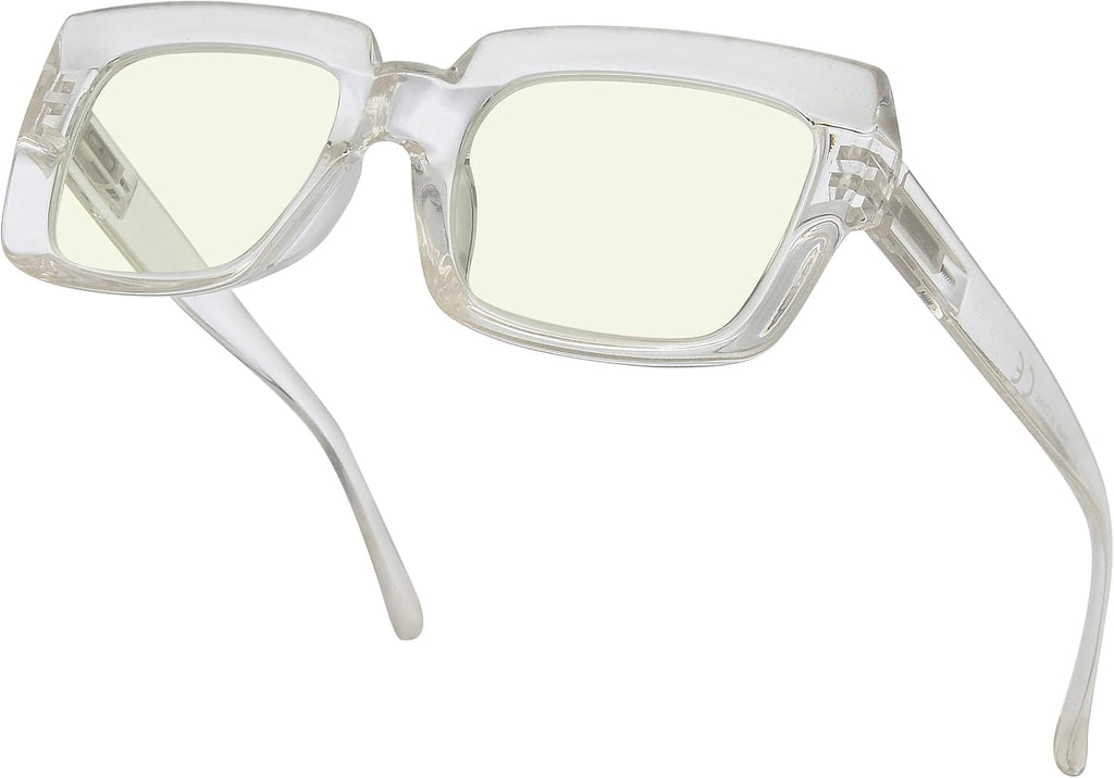 Eyekepper Computer Glasses - Blue Light Filter Readers Women - UV420 Protection Oversized Square Reading Glasses - Transparent +3.00