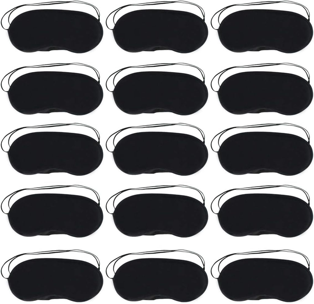 Wobe 30 pcs Black Eye Mask Cover, Sleep Mask with Nose Pad and Elastic Straps Comfortable Lightweight Blindfold Eyeshade Eyepatch for Kids Women Men for Travel Sleep or Party Supplies Game