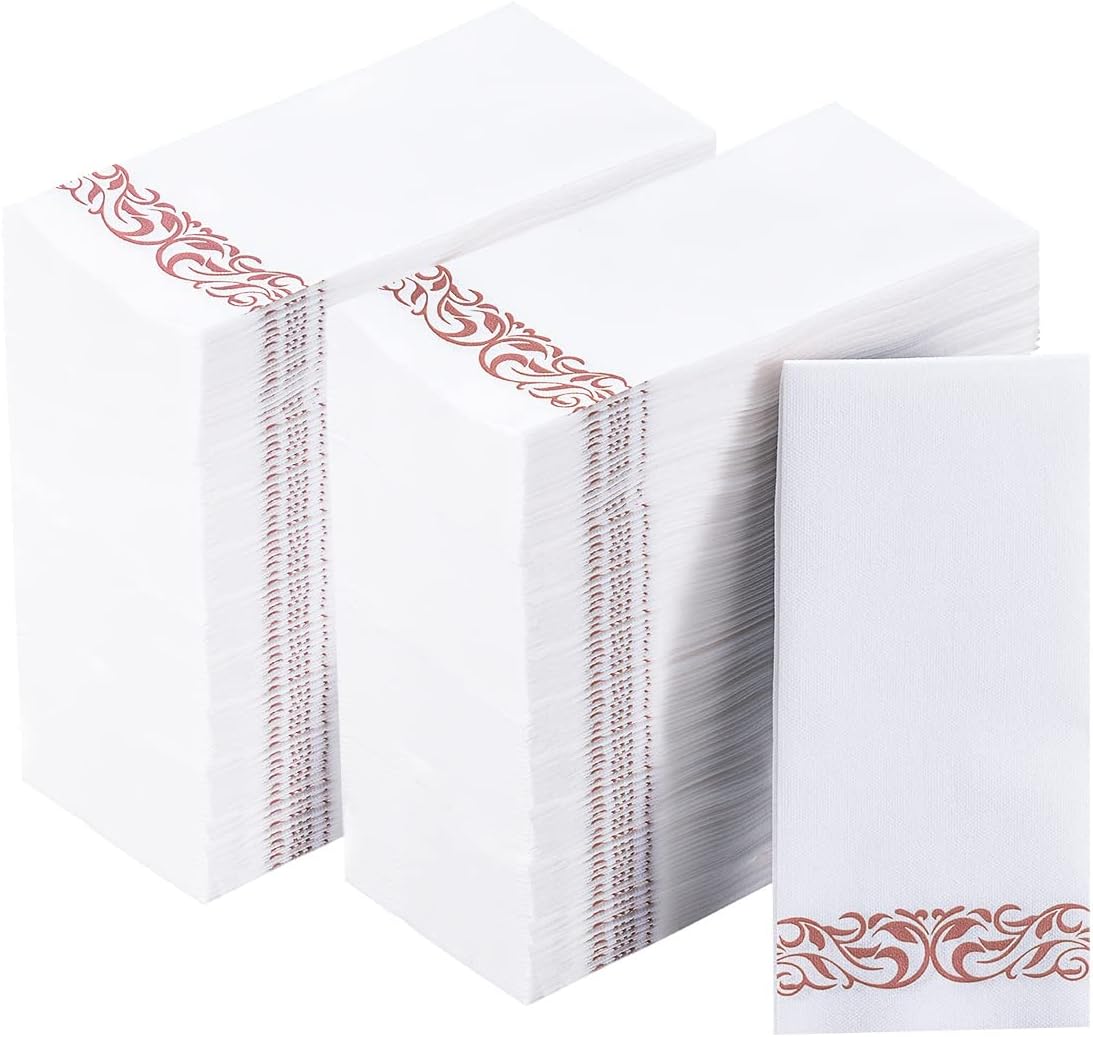 Vplus 400 Pack Paper Napkins Guest Towels Disposable Premium Quality 3-ply Dinner Napkins Disposable Soft, Absorbent, Party Napkins Wedding Napkins for Kitchen, Parties, Dinners or Events(rose gold)