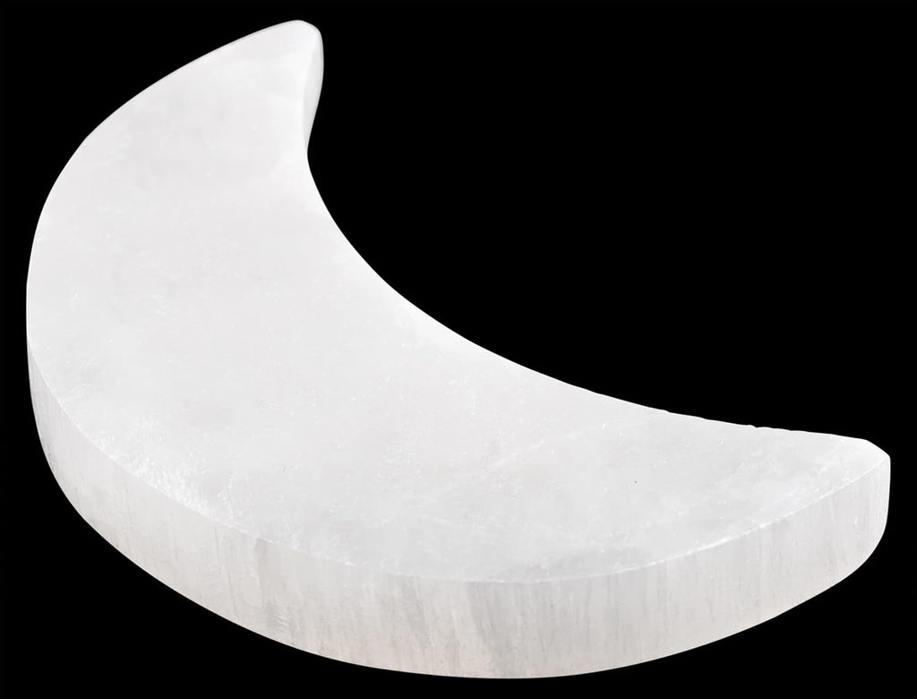 Selenite Charging Plate – 4" Moon Selenite Crystal – Mined and Crafted in Morocco – Ideal for Cleansing and Recharging Crystals and Healing Stones – Protection Crystals – Spiritual Gifts and Decor