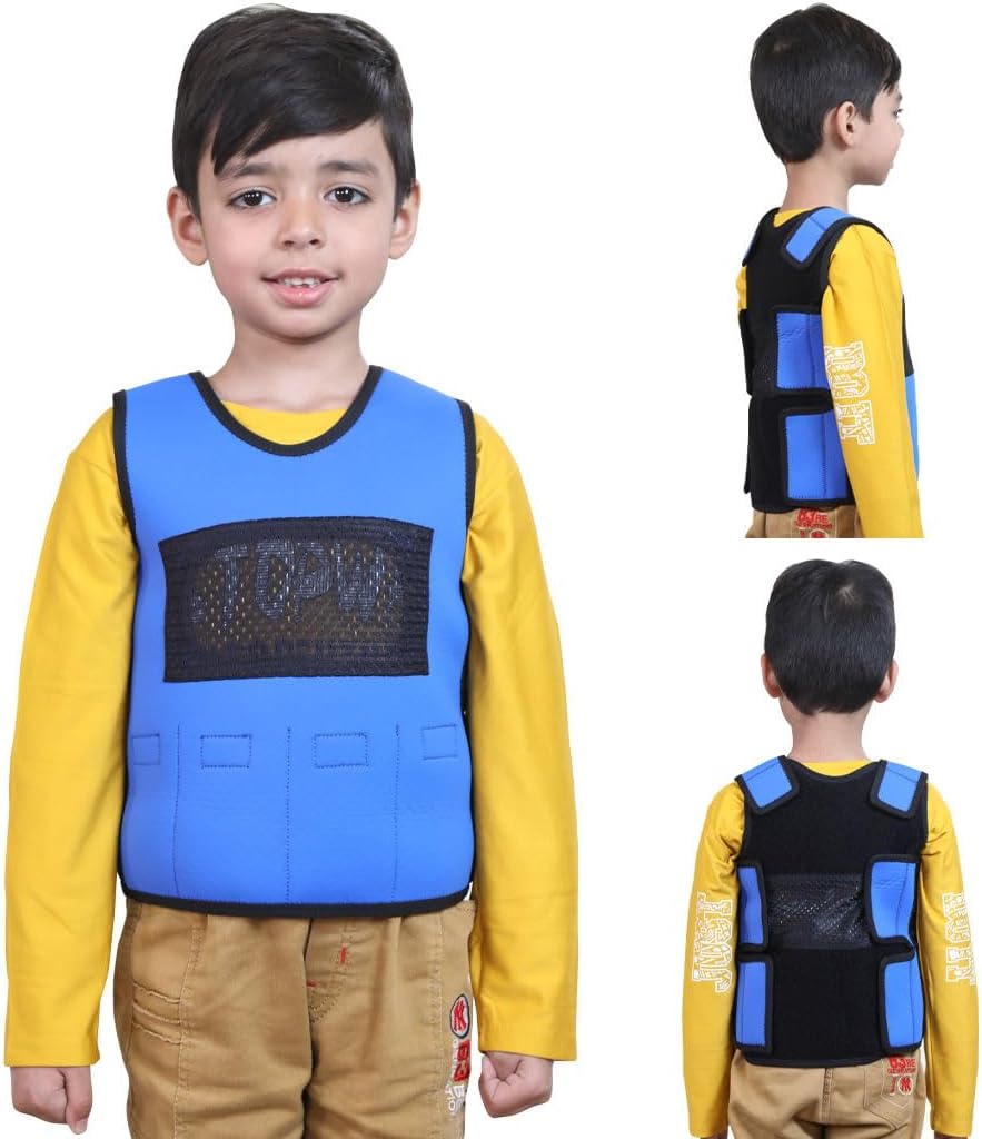 abley's Children's Sensory Weighted Vest for Children with Sensory Issues, Autism, ADHD | Adjustable Therapeutic Support | Compression Vest | Includes 6 Removable Weights | Blue, Small