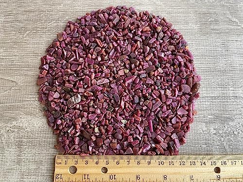 GAF TREASURES 2 oz Lot Natural Semi Tumbled Gemstone Chips, Crushed Mini Crystals, Undrilled Crystal Chips (Ruby)