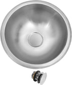 LQS Stainless Steel Round RV Sink, 13" x 13" Small RV Kitchen Sink, Stainless Steel Drop In Bar Sink, 5.31" Depth, RV Bathroom Sink with Sink Drain Assembly