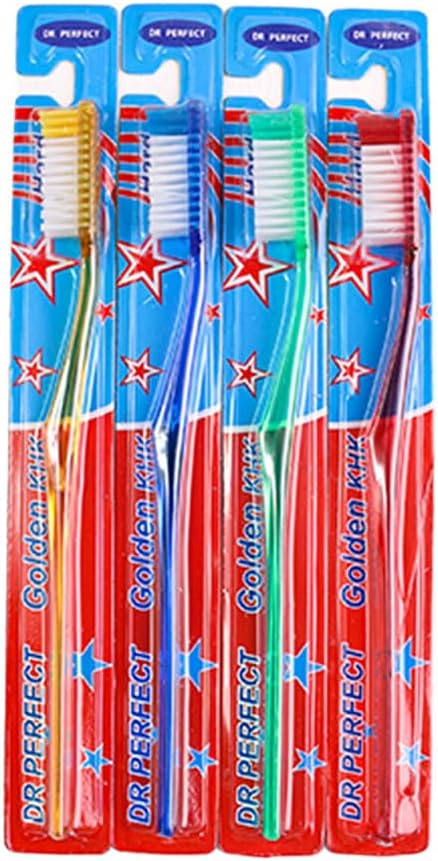 DR PERFECT Adult Smoker’s Toothbrushes Firm Toothbrush Super Hard Bristles for Teeth Whitening Pack of 4