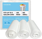 5 Gallon Trash Bags - 20 Liter Strong Garbage Bags Small Clear Liners for Office Kitchen Bathroom Home Wastebasket, 105 Count