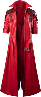 CosFantasy Game Cosplay Long Jacket Coat Costume Mens Pu Leather Coat Red Jackets for Halloween