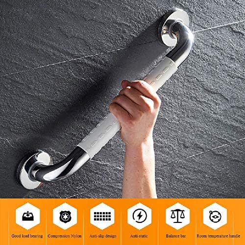 White Bathroom Grab Bar with Non-Slip Handles, Stainless Steel Handicap Safety Handrail for Elderly, for Showers, Bathtubs, Toilets, WC (12inch/16inch/18inch)