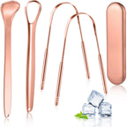 MORGLES Metal Tongue Scraper, 4Pcs Tongue Cleaners for Adults with Portable Case