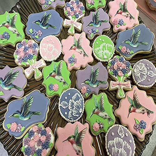 GEORLD Edible Cupcake Topper Wafer Hummingbird Cake Bird Decoration by Wafer Paper,12 Counts,Flat not 3D