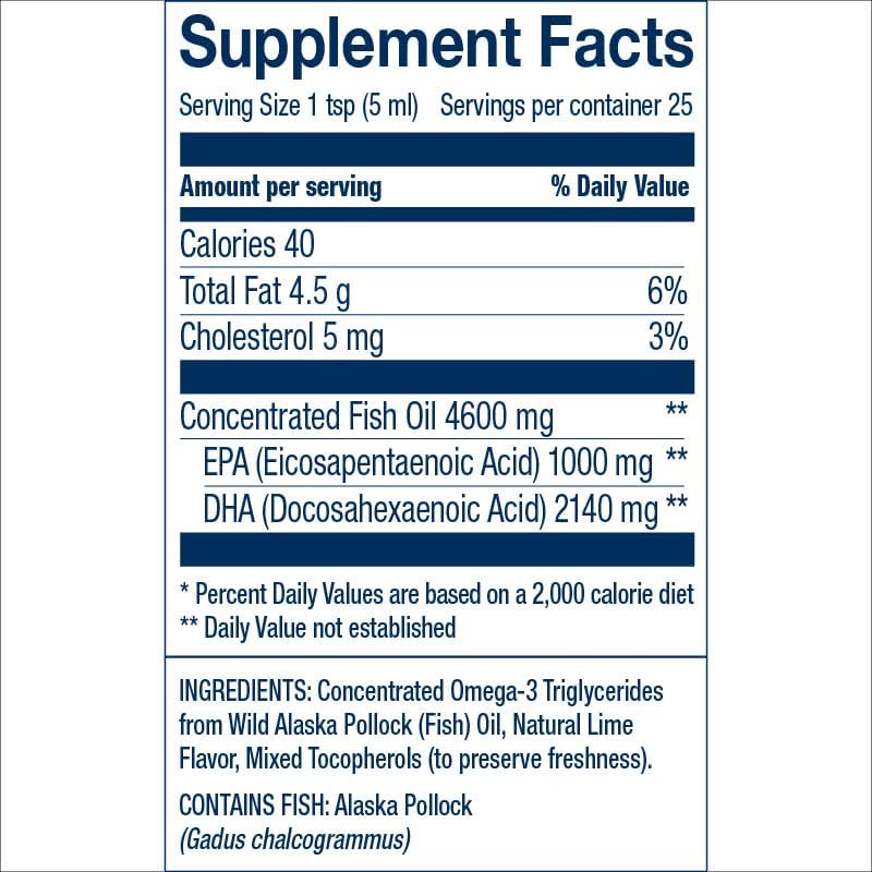 Wiley's Finest Wild Alaskan Fish Oil Summit DHA Liquid - 2140mg of DHA and 460mg of EPA Omega-3s - Citrus Flavored Liquid Supplement - 4.23 Oz (25 Servings)
