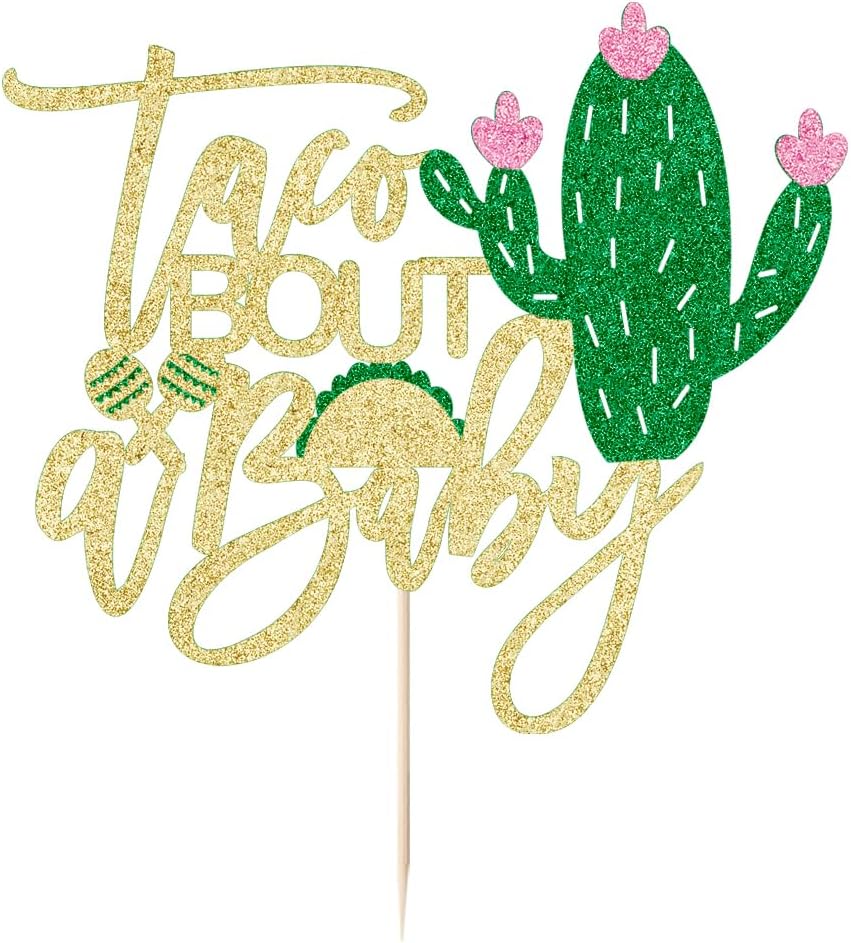 Sleyberoy Taco Bout a Baby Cake Topper-Mexican Theme Birthday Party、 taco Bout a Baby Baby Shower、Gender Reveal 、Taco Bout Fiesta Paper Selected party supplies (Taco Bout a Baby)