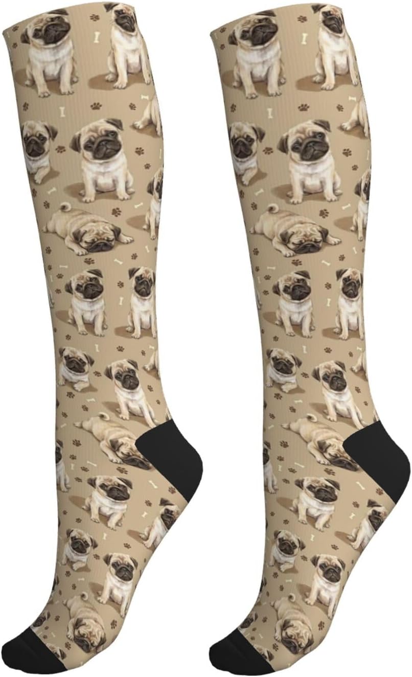 Cute Dog Compression Socks Women Men, Knee High Socks For Nurse Running Travel Athletic, Dog Lover Gift