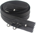 MebuZip 2PCS 20 Inch #3 Double Slider Zippers Head to Head Closed End Black Nylon Coil Zippers for Sewing, Purses, Bags, Handbags, Totes, Pillowcases, Bed Sacks (20" 2pcs)