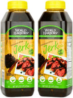 World Harbors Jamaican Jerk Sauce Sweet & Spicy Marinade for Jamaican Jerky Seasoning Chicken, Sirloin, Shrimp Jerk Seasoning Jamaican Style - Flavors for Dipping, Glazing 16 oz (Pack of 2)