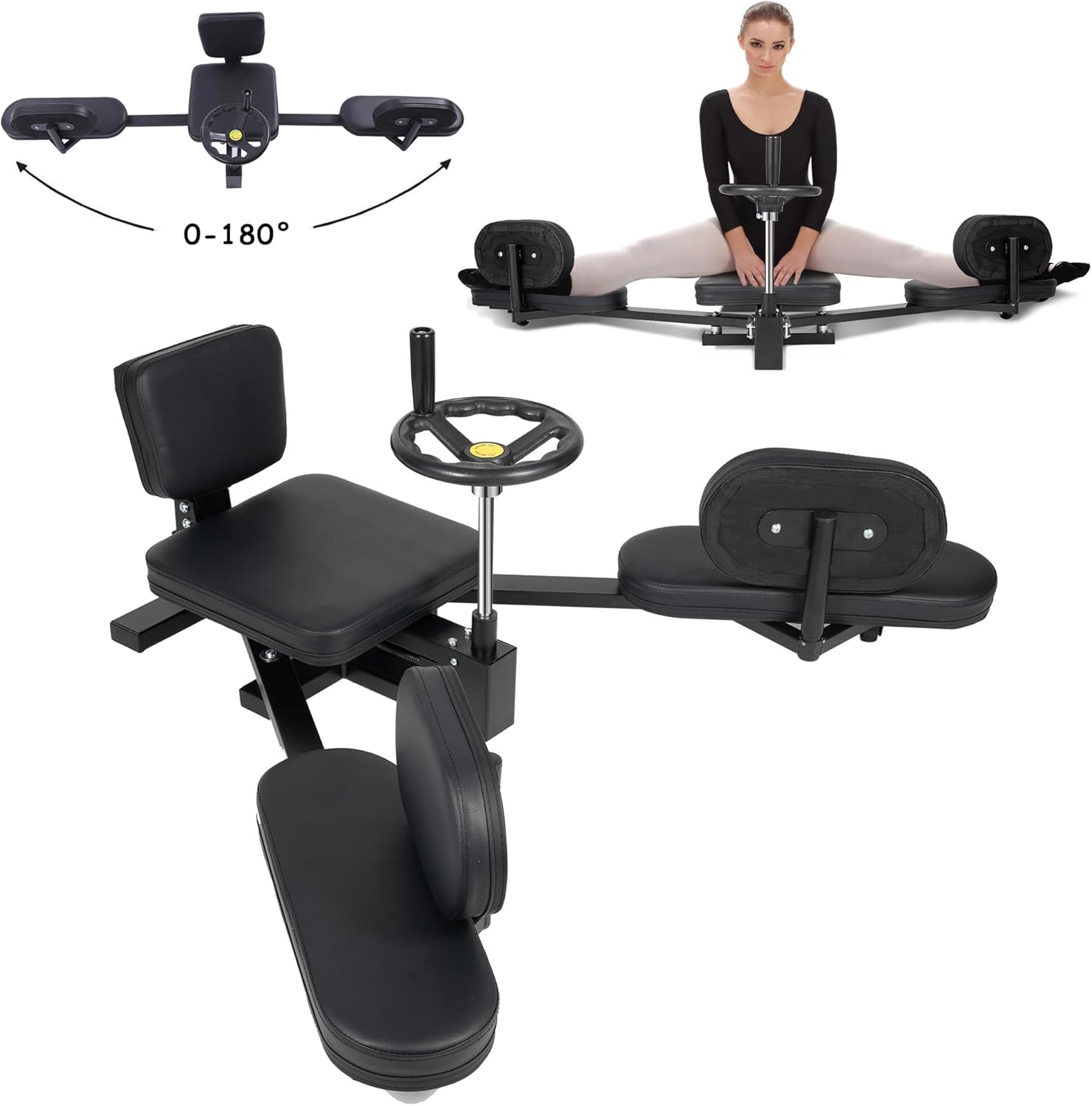 Leg Stretcher, 220lbs Leg Stretcher Machine, Stretch Machine 200 Degrees Heavy Duty Split Machine for Flexibility, Hip Stretcher for Home Yoga Gym Fitness - Black
