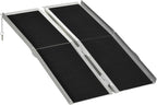 HOMCOM FSA/HSA Eligible Wheelchair Ramp 4FT, Folding Aluminum Threshold Ramp with Non-Slip Surface, Transition Plate, 594lbs Weight Capacity for Home, Doorways, Curbs, Steps