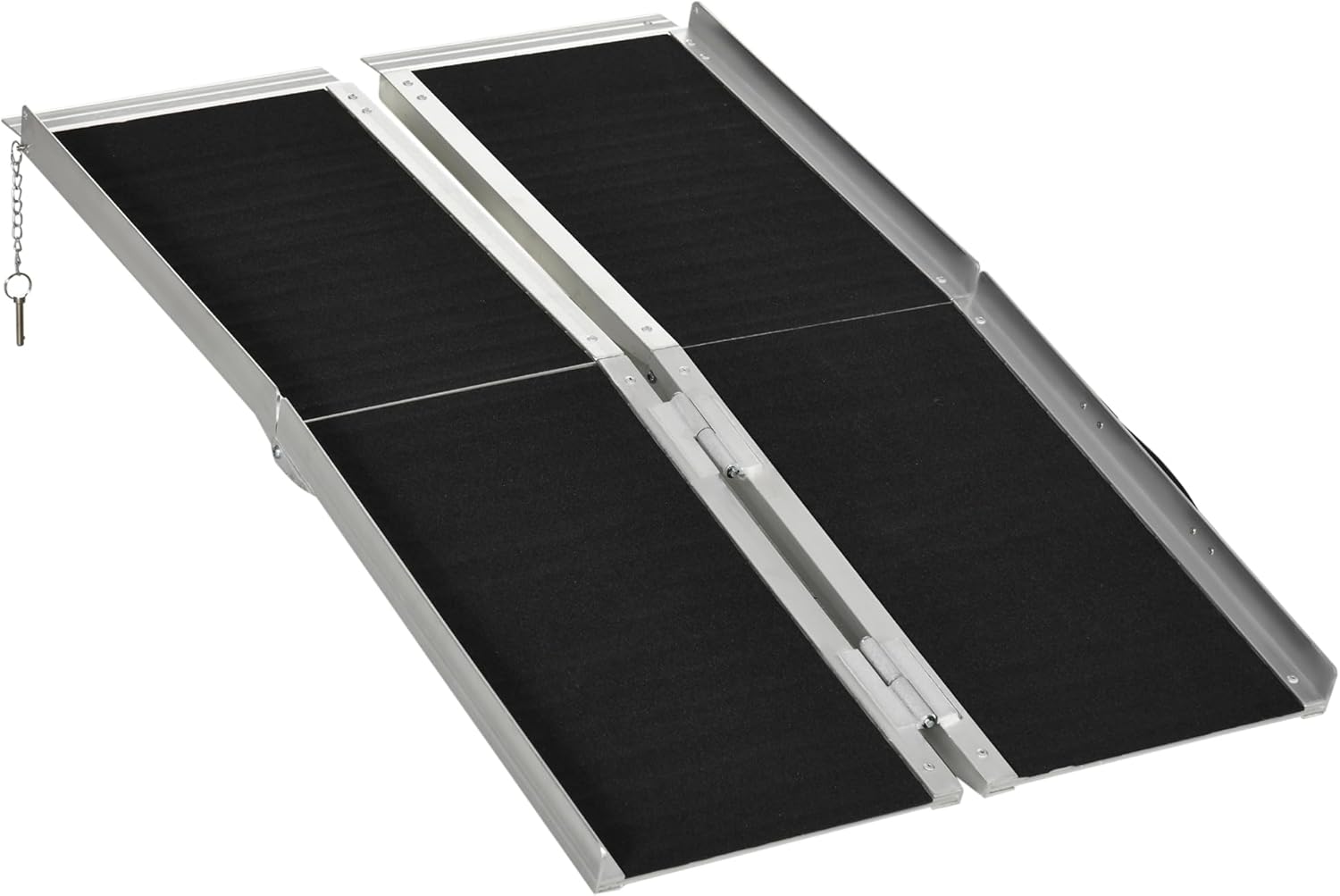 HOMCOM FSA/HSA Eligible Wheelchair Ramp 4FT, Folding Aluminum Threshold Ramp with Non-Slip Surface, Transition Plate, 594lbs Weight Capacity for Home, Doorways, Curbs, Steps