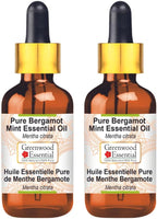 Greenwood Essential Pure Bergamot Mint Essential Oil (Mentha citrata) with Glass Dropper Steam Distilled (Pack of Two) 100ml X 2 (6.76 oz)
