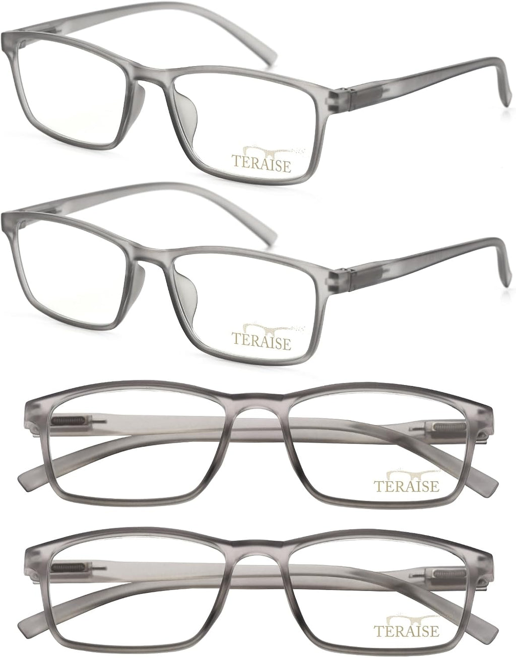 TERAISE Reading Glasses Men 4-Pack Ultralight Blue Light Reader Glasses Women with Spring Hings,Clear Vision&Anti Eyestrain