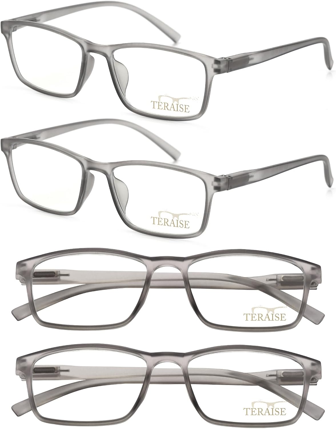 TERAISE Reading Glasses Men 4-Pack Ultralight Blue Light Reader Glasses Women with Spring Hings,Clear Vision&Anti Eyestrain