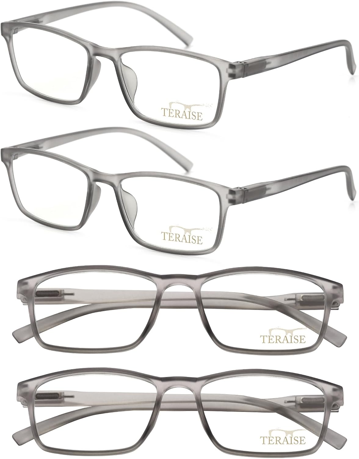 TERAISE Reading Glasses Men 4-Pack Ultralight Blue Light Reader Glasses Women with Spring Hings,Clear Vision&Anti Eyestrain