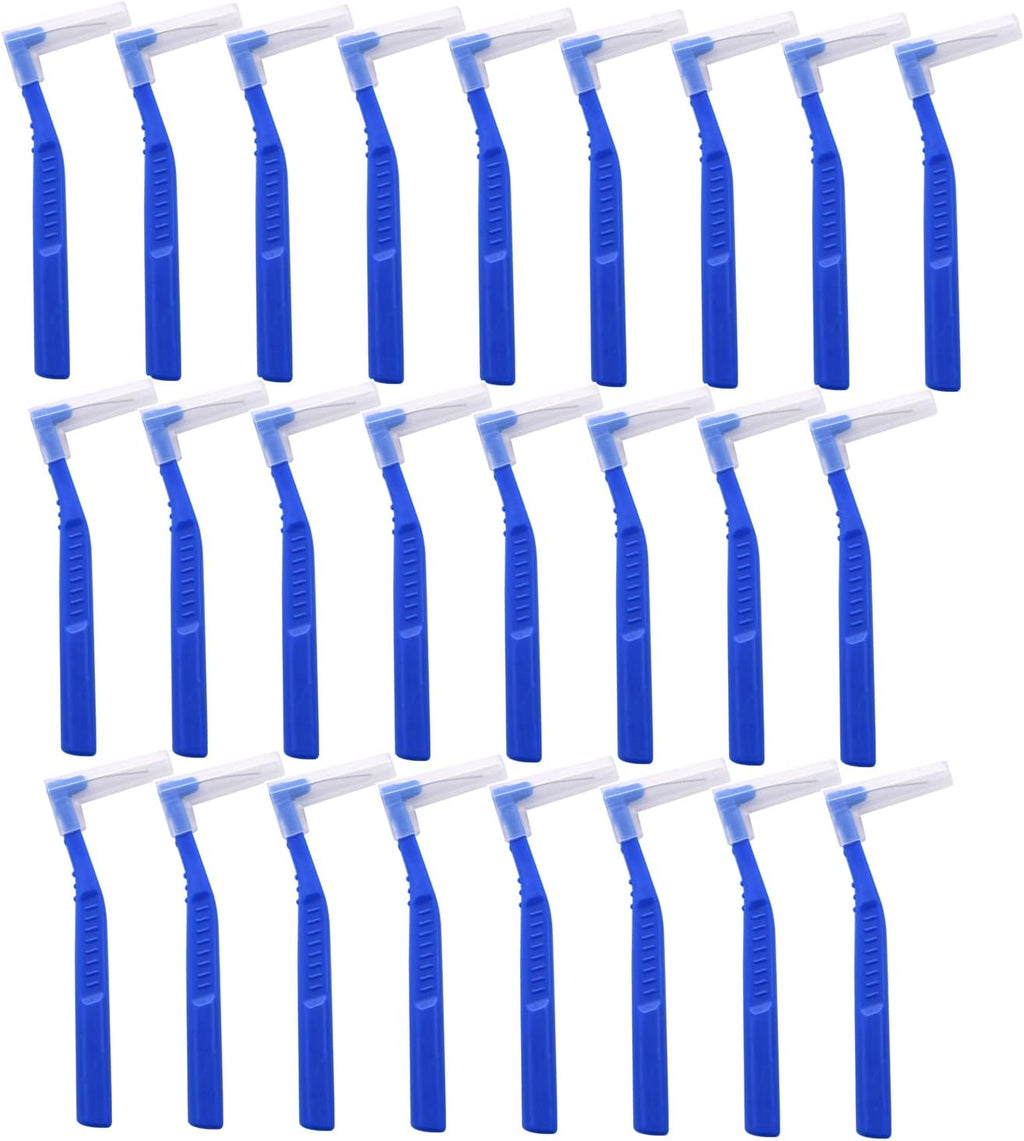 Angzhili 25 Pcs Interdental Angle Brushes,Reusable Dental Cleaners,Oral Dental Hygiene Brush,Dental Toothpick Floss for Braces,Tooth Cleaning Tool (Blue)