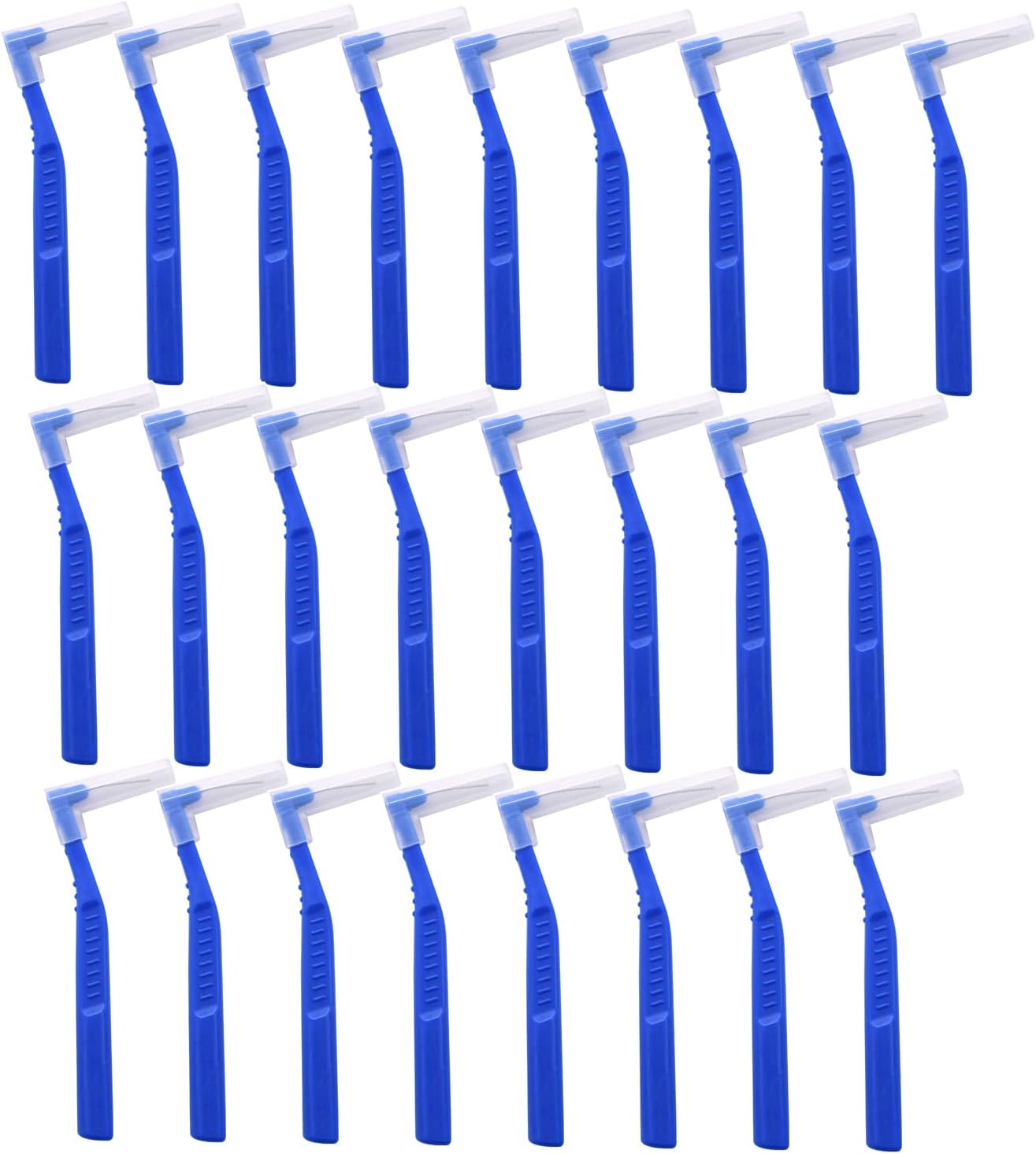 Angzhili 25 Pcs Interdental Angle Brushes,Reusable Dental Cleaners,Oral Dental Hygiene Brush,Dental Toothpick Floss for Braces,Tooth Cleaning Tool (Blue)