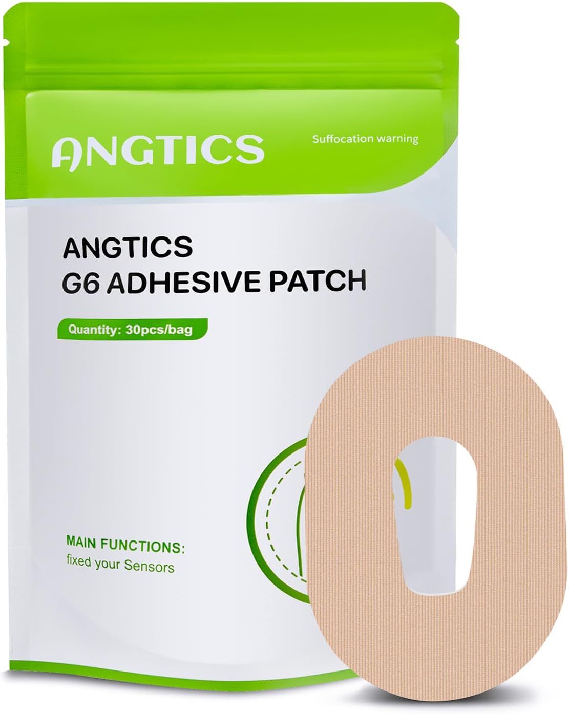 ANGTICS Dexcom G6 Adhesive Patches Waterproof, 30 Pack Beige Overpatch for Dexcom G6, Premium Transparent G6 Overlay Patches, Hypoallergenic & Skin-Friendly, Lasting 10 Days, Sensor is NOT Included