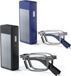2 Pack Upgraded Durable Ultra Thin and Lightweight Folding Reading Glasses for Men Women, Blue Light Blocking Compact Computer Foldable Readers, Pocket Portable Sturdy Frame Black & Blue 1.25x