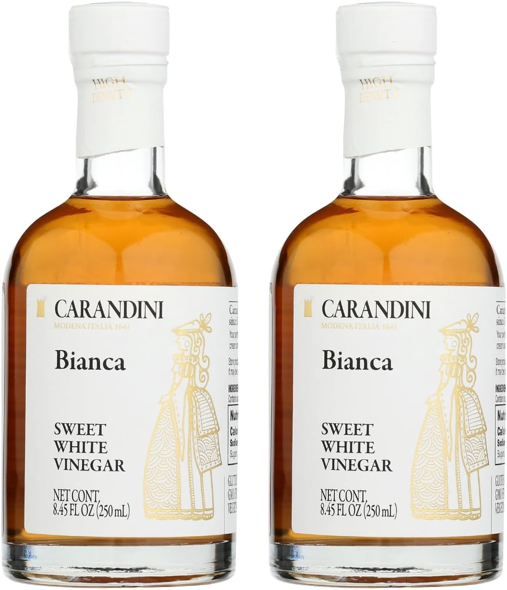Carandini Bianca Sweet White Vinegar | Italian White Balsamic-Style Vinegar, Gourmet Substitute for White Balsamic or Wine Vinegar – Made in Italy, 8.45 fl oz (Pack of 2)