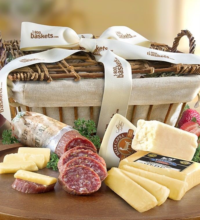 GreatFoods California Wine Country Cheese Gift Basket, Gourmet Selection with Italian Salame, Cheddar, Goat Cheese, and Crackers, Elegant Charcuterie Gift for Wine and Cheese Lovers, Any Occasion
