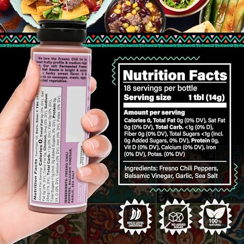 Hot Mama Salsa Fermented Fresno Chili – A Chili Hot Sauce with Natural Ingredient Rich in Antioxidants, Low Calorie, No Preservatives, Additives, or GMOs – Perfect for Tacos, Eggs, and More – 9 fl oz