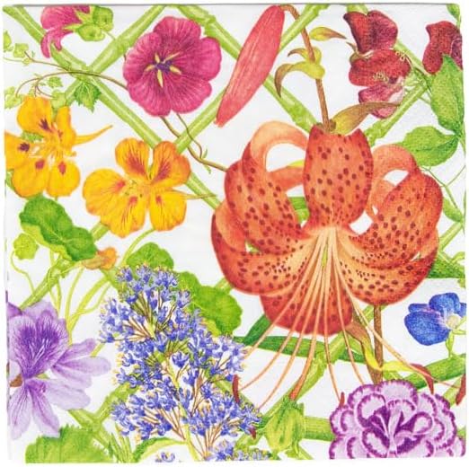 Caspari Floral Trellis Luncheon Napkins - 20 Per Package