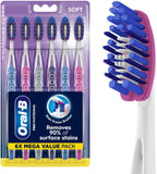 Oral-B 3D White Deep Stain Remover toothbrushes, 6 Count Toothbrush Soft, Removes 90% of Surface Stains, whitens Teeth, deep Reach, removes Plaque and Stains Tooth Brush