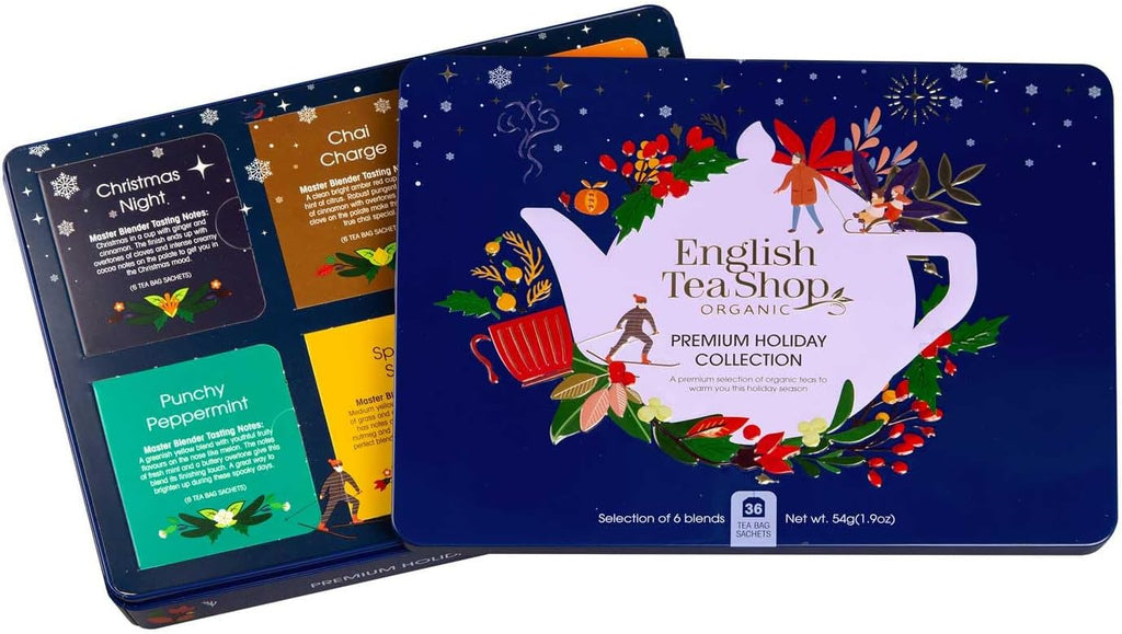English Tea Shop - Premium Holiday Collection North Star- Blue Gift Tin - 36 Tea Bag Sachets, 54g