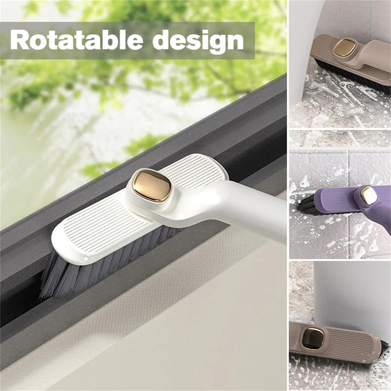 Multi-Function Rotating Crevice Cleaning Brush, 360 Degree Rotating No Dead Corners Hard Bristle Crevice Gap Brush Tool for Bathroom Household Kitchen (Purple 1pcs)