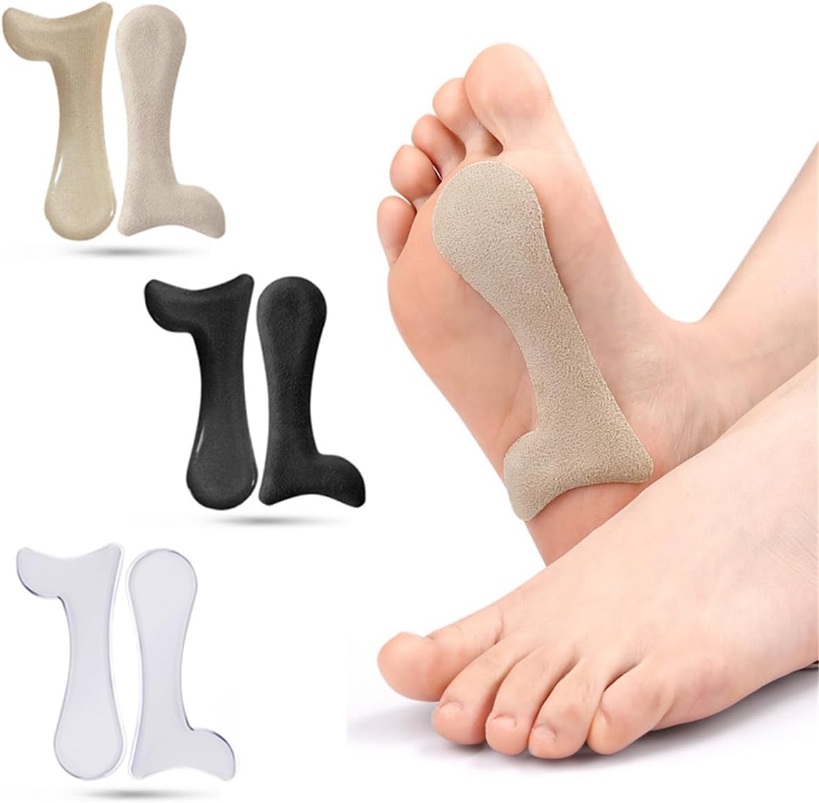 Arch Support Pads - 3 Pairs Repositionable Gel Cushions for Ball of Foot - Effective Relief for Metatarsal & Plantar Fasciitis Pain (Small)